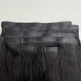 Burmese Virgin PU Clip-in Thicker Drawn #1B Hair Extensions